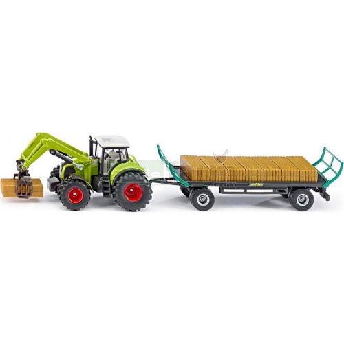 CLAAS Tractor with Bale Grab, Oehler Hay Trailer and Hay Bales