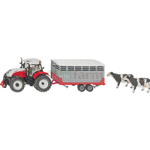 Steyr CVT 6230 Tractor with Livestock Trailer and 2 Cows