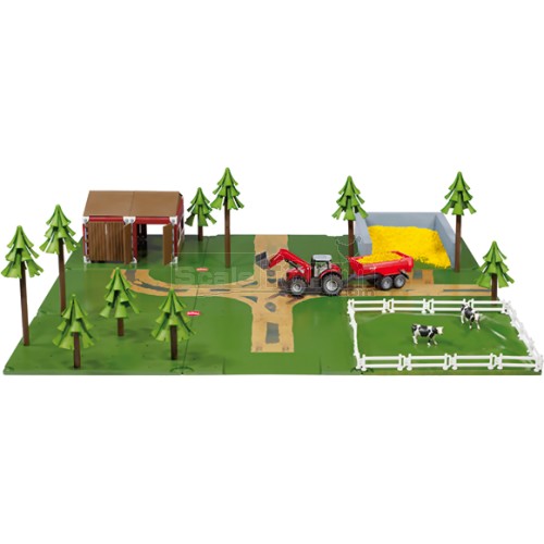 Siku World Farmer Starter Set with Barn, Silo, Tractor and Trailer, Base and Accessories