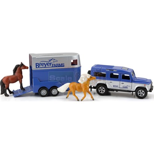 Breyer Farms Land Rover and Horse Trailer plus 2 Horses