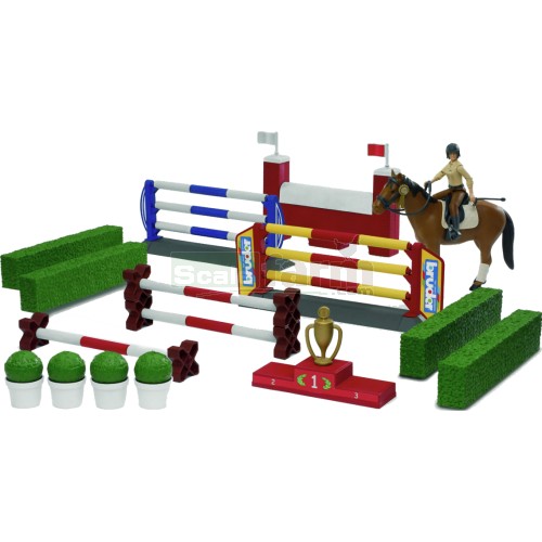 Show Jumping Course with Horse and Rider