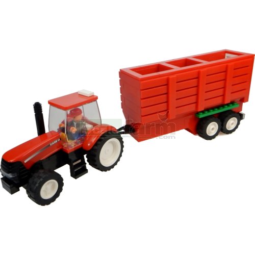 Case IH Tractor with Hopper Trailer Building Block Kit