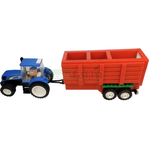 New Holland Tractor with Hopper Trailer Building Block Kit