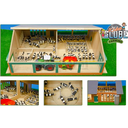 Wooden Cow Shed with Milking Carousel