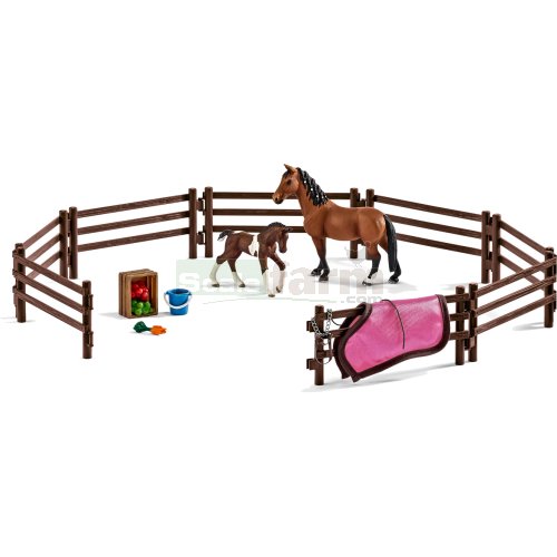Horse, Foal, Paddock and Accessories Set