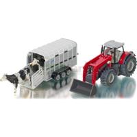 Preview Massey Ferguson Tractor with Front Loader and Ifor Williams Livestock Trailer