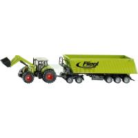 Preview Claas Axion 850 Tractor with Frontloader, Dolly and Fliegl Tipping Trailer