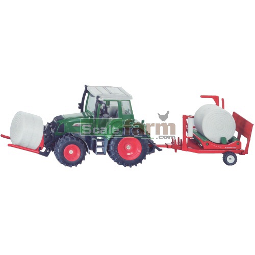 Fendt 412 Vario Tractor with Bale Fork and Wrapper