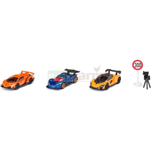 Super Cars 3 Car Set with Accessories