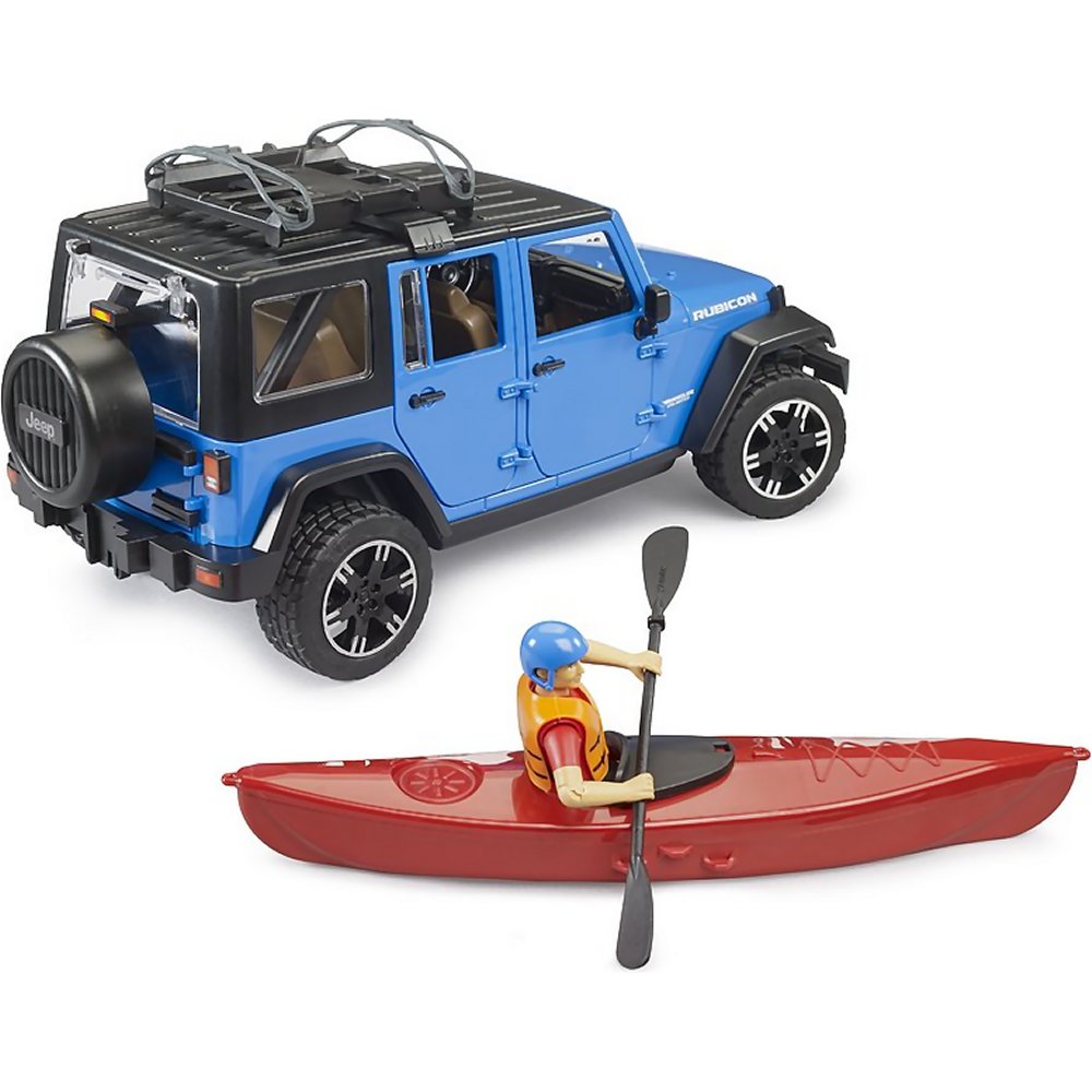 Jeep Wrangler Rubicon Unlimited with Kayak and Kayaker - Image 1