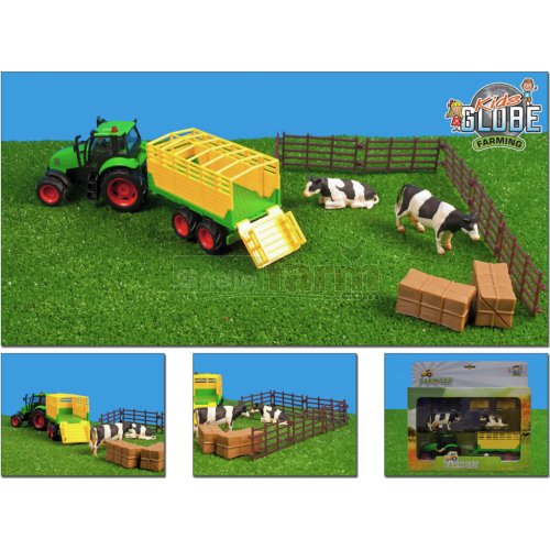 Farm Playset with Tractor, Trailer, Fencing and Cows