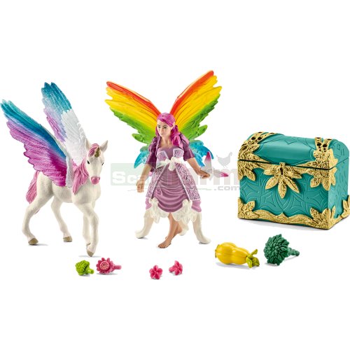 Rainbow Elf Lis and Pegasus Unicorn Foal Play Set