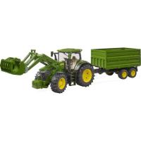 Preview John Deere 7R 350 Tractor with Front Loader and Tandem Tipping Trailer