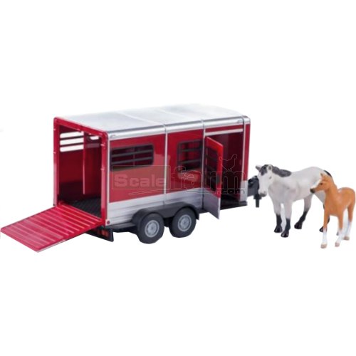 Horse Trailer with Horse and Foal - Big Farm (Burgundy)