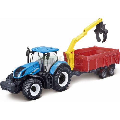 New Holland T7.315 Tractor and Trailer with Handling Arm