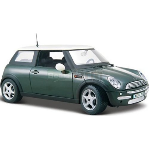 Miniature Maisto 1/18 – Mini Cooper, Verte Et Blanche, Modèle 31619 (occasion)