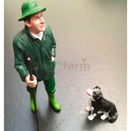 Farmer with Border Collie Dog