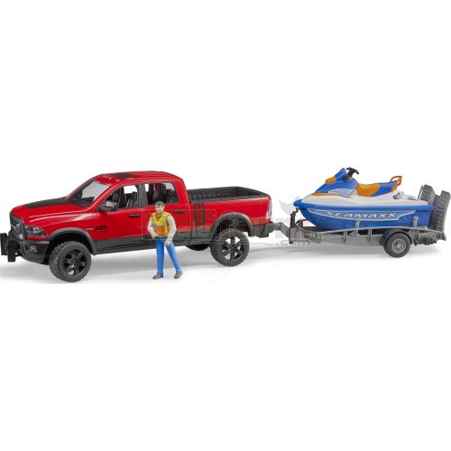 RAM 2500 Power Wagon Pick Up Truck with Trailer, Personal Water Craft and Figure