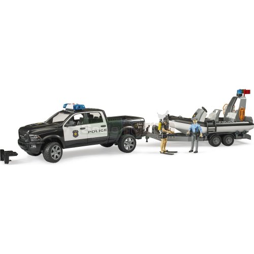 Bruder 02507 RAM 2500 Police Pickup with Police Boat Trailer and Figures