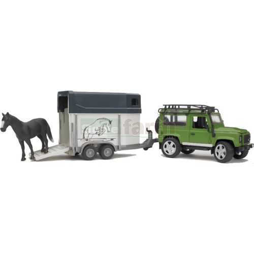 Land Rover Defender Station Wagon with Horse Box and Horse