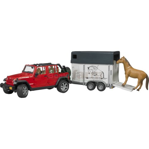 Jeep Wrangler Unlimited Rubicon with Horse Trailer and 1 Horse