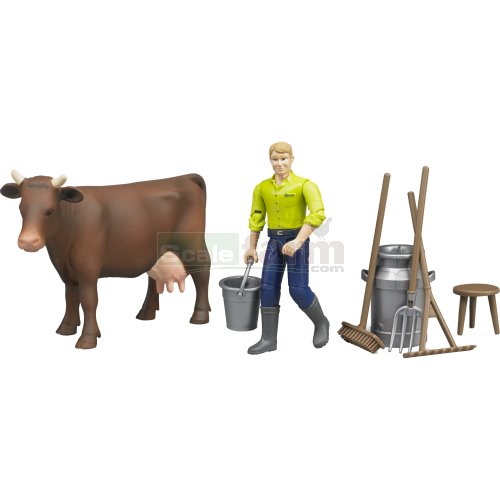 Farming Milking Set with Figure and Cow