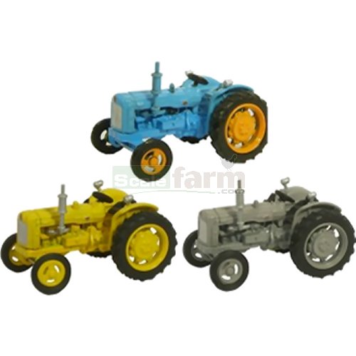 Fordson Tractor 3 Piece Set - Blue / Yellow / Grey
