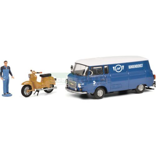 Barkas B 1000 Van 'Simson Kundendienst' with Figure and Scooter
