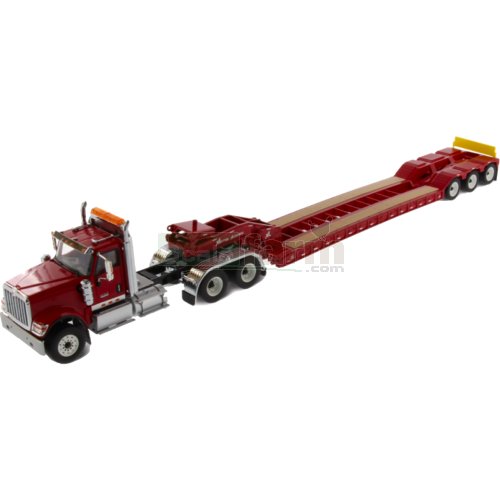 International HX520 Tandem Truck with XL120 Low-Profile HDG Trailer (Red)