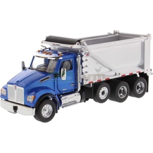Kenworth T880S SFFA Tandem Axle with Pusher Axle OX Bodies Stampede Dump Truck - Blue