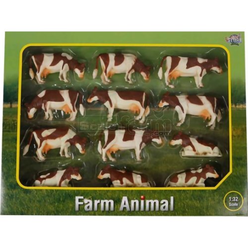 Brown and White Cows (Pack of 12)