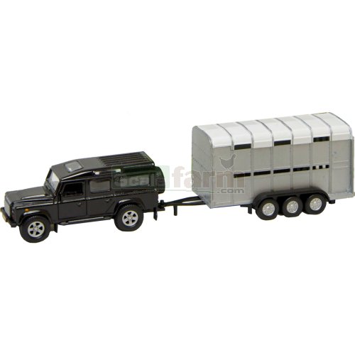 Pull-Back Landrover Defender 110 with Cattle Trailer