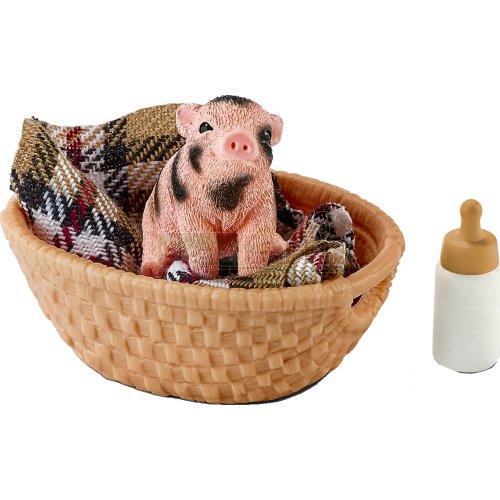 Mini Pig with Basket and Blanket