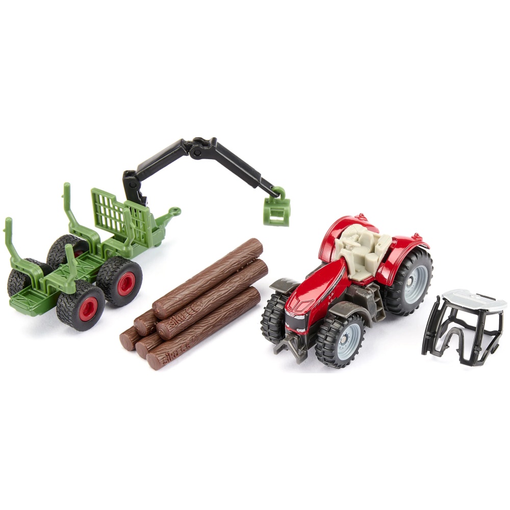 Massey Ferguson Tractor and Forestry Trailer with Grab - Image 1