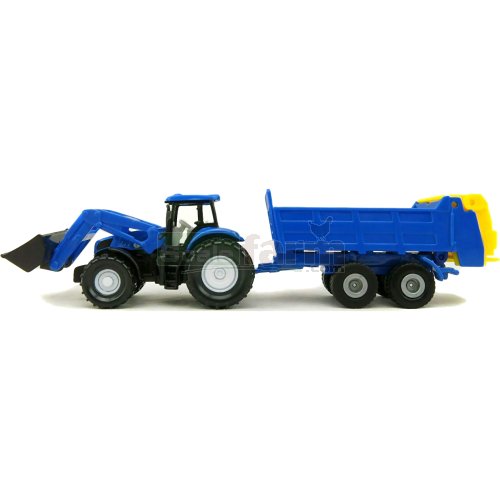 New Holland Tractor with Front Loader and Trailed Spreader