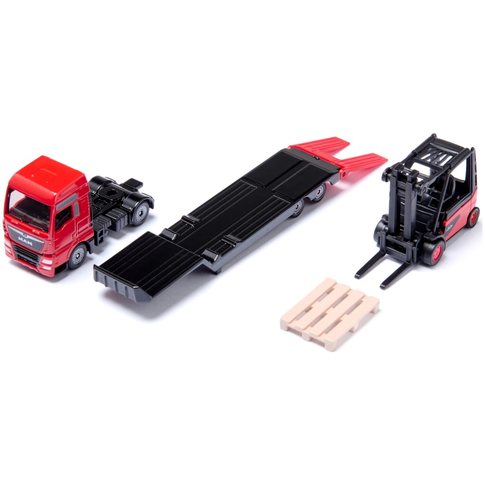 MAN Truck with Low Loader and Linde Fork Lift - Image 1