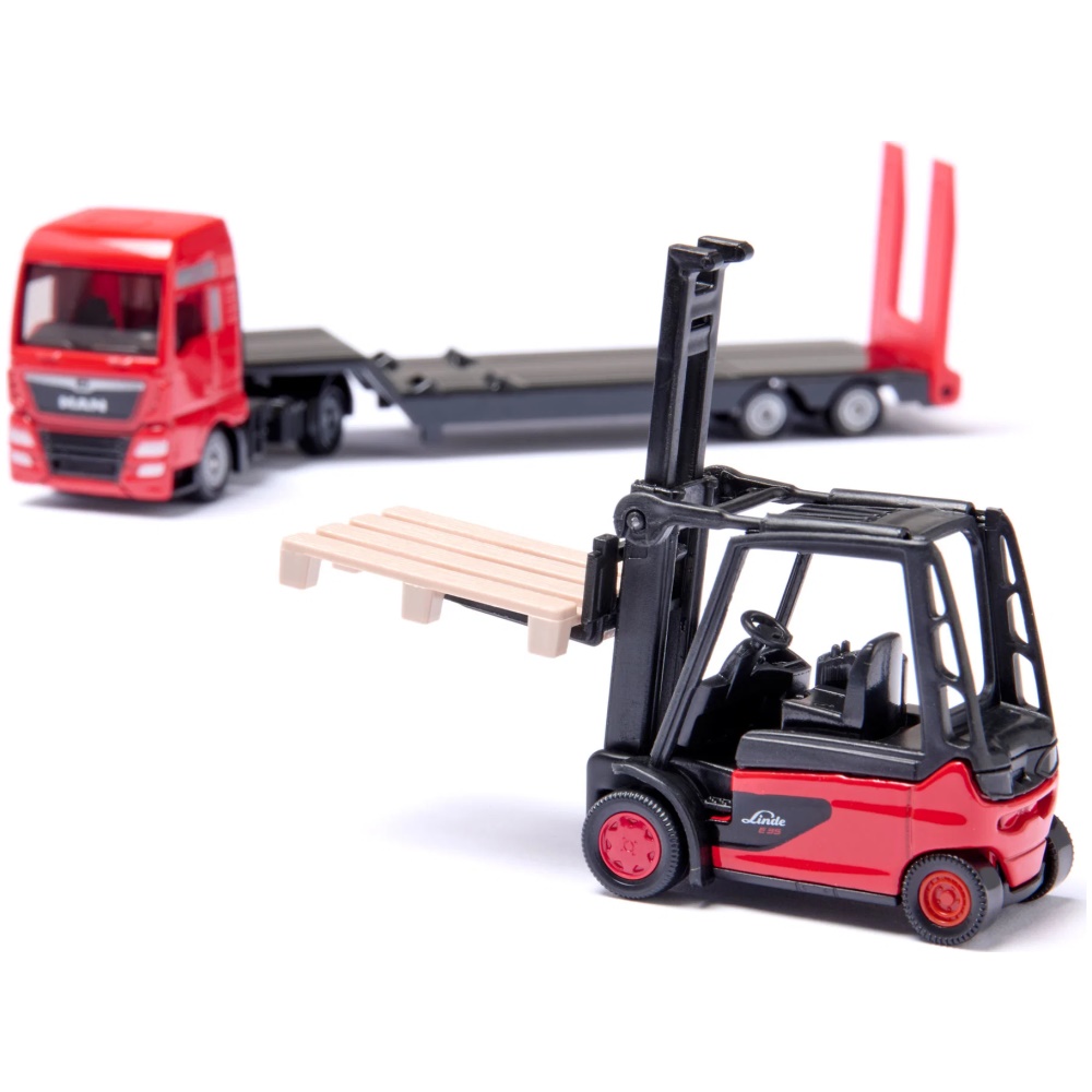 MAN Truck with Low Loader and Linde Fork Lift - Image 3