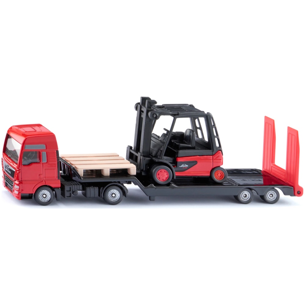MAN Truck with Low Loader and Linde Fork Lift