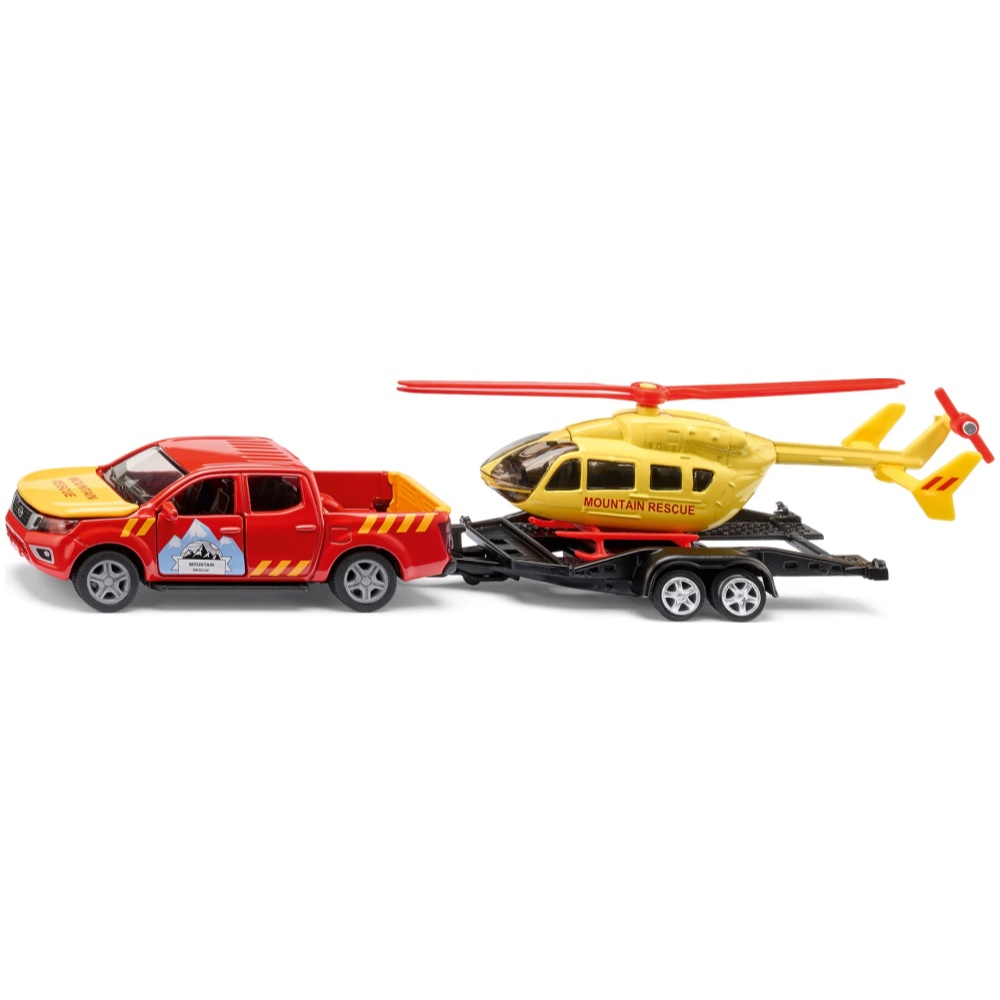 Nissan Navara Pickup with Trailer and Helicopter - Mountain Rescue