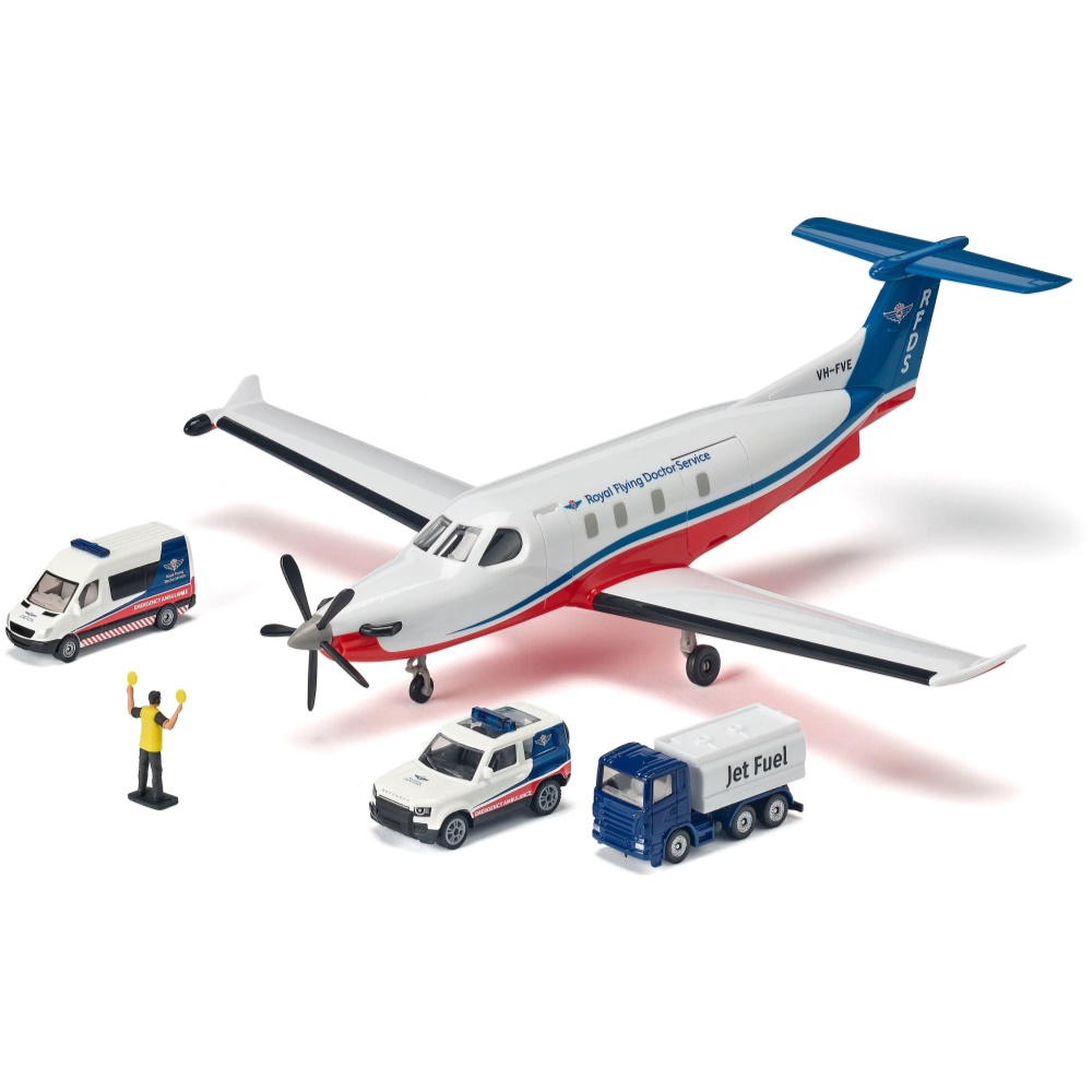 Pilatus PC-12 Pro Rescue Aircraft 'Flying Doctor' with Ground Support Vehicles