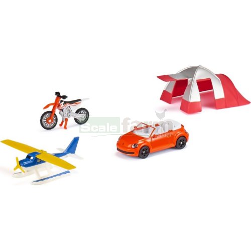 Outdoor Leisure Set - Motorbike, Convertible, Seaplane &amp; Tent