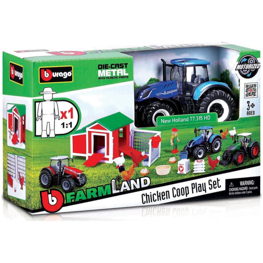 Chicken Coop Play Set with New Holland T7.315 HD Tractor