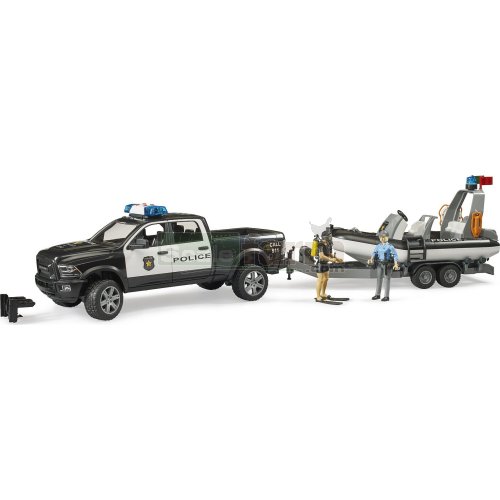 RAM 2500 Police Pickup with Police Boat, Trailer and Figures