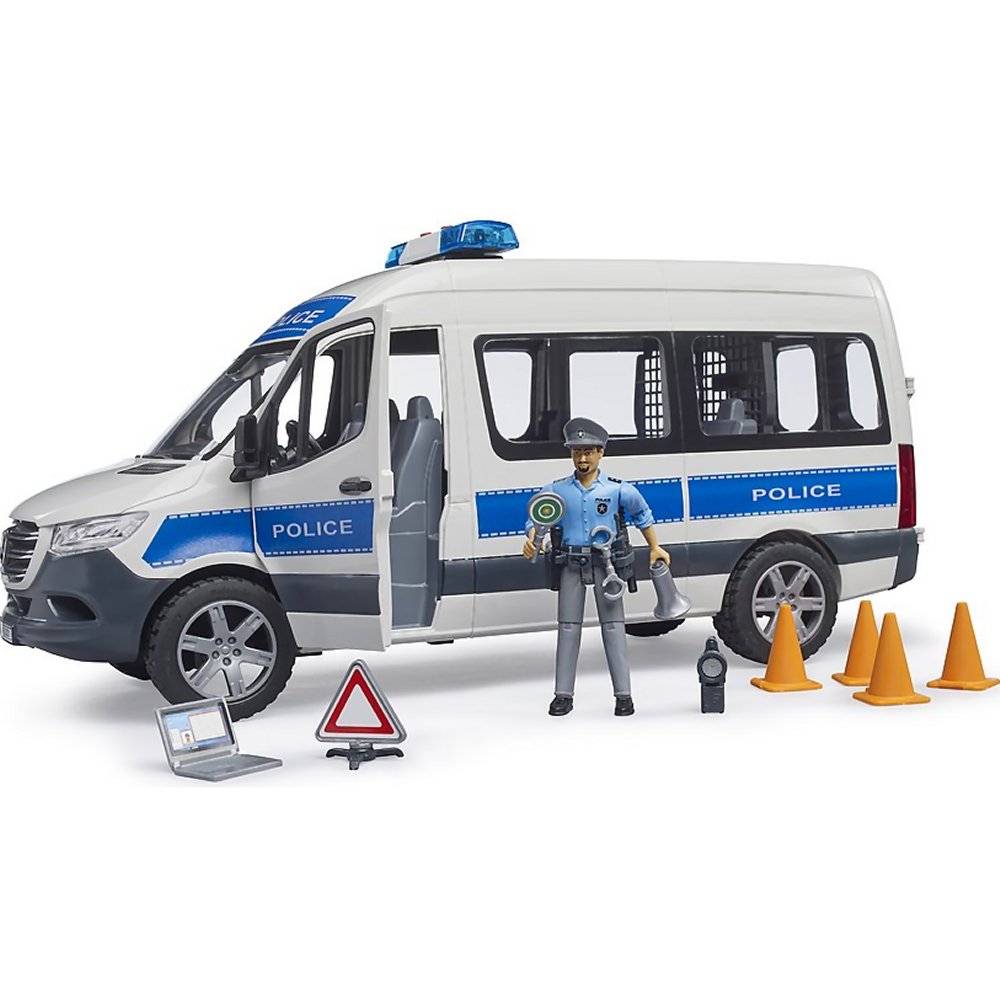 Mercedes Benz Sprinter Police Vehicle with Light & Sound Module and Police Officer