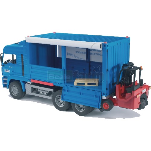 MAN Truck With Tilt Sided Interchangeable Container And Forklift