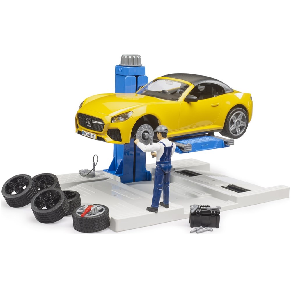 bWorld Car Service Station and Bruder Roadster - Image 2