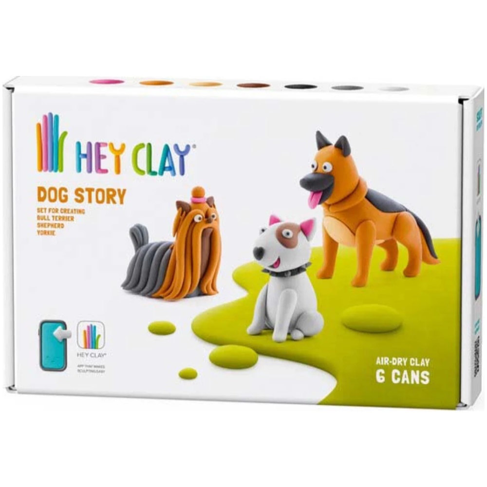 Hey Clay Dog Story - Bull Terrier, Shepherd, Yorkie