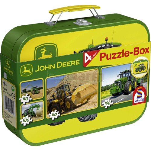 John Deere Puzzle Box with 4 Jigsaws in Keepsake Tin