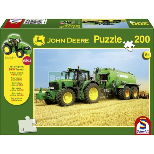John Deere 7530 Tractor and Slurry Tanker 200 piece Jigsaw with SIKU Model Tractor