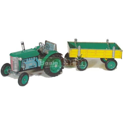 Zetor Clockwork Tractor and Metal Trailer